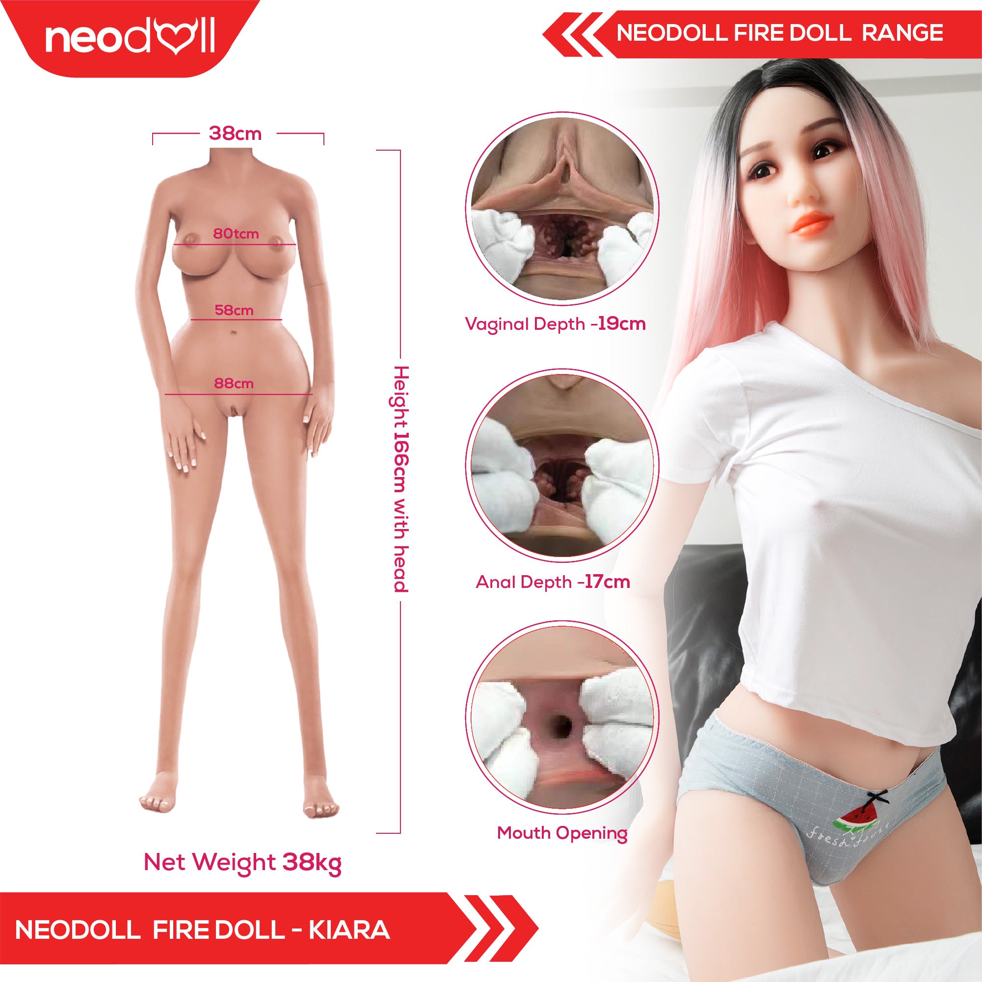 Fire Doll - Kiara - Poupée de Sexe Réaliste - 166cm - Gel Sein - Naturel